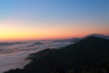 Great views of Sunrise with mountains and cloud.