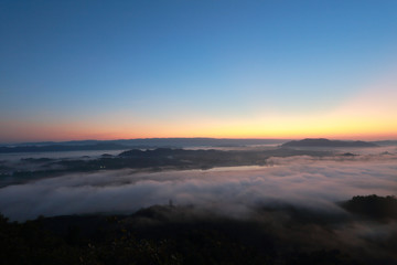 Great views of Sunrise with mountains and cloud.