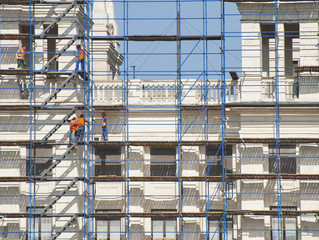 Renovation of the facade of high-rise buildings..