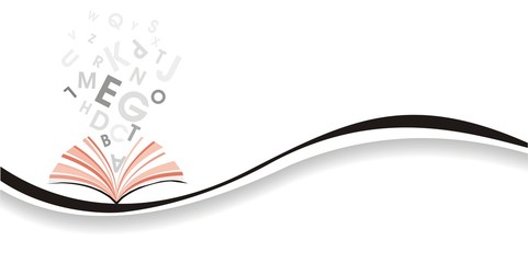 abstraktes Buch mit magischen Buchstaben 