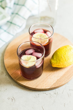 two glasses of fruit drink blackcurrant