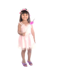 cute little girl holding star magic stick