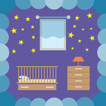 Children bedroom. Vector illustration.