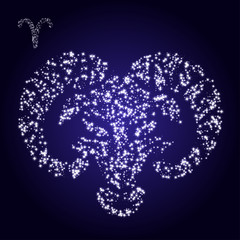 Zodiac sign of aries made of stars