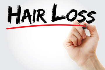 Hand writing Hair Loss with marker, health concept background