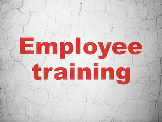 Learning concept: Employee Training on wall background