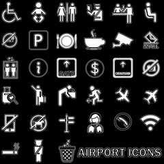 Fototapeta premium white lined pattern Airport icons