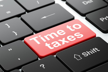Fototapeta premium Business concept: Time To Taxes on computer keyboard background