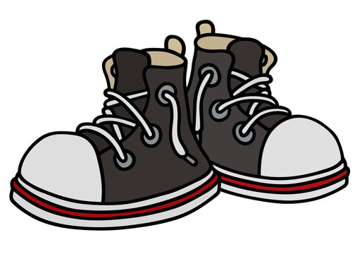 Black sneakers / Hand drawing, vector illustration
