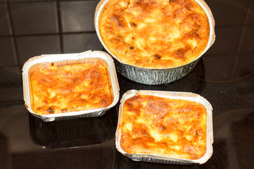 hot juicy cottage cheese casserole on the stove