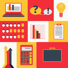 Set of colored business infographics elements and icons