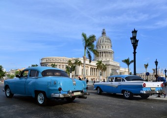 Vintage cars near the Capitol, Havana. Cuba.  