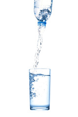 Pouring water from bottle into glass