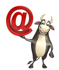 Bull cartoon character with at the rate sign