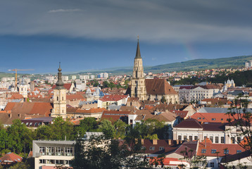 Fototapeta na wymiar Cluj Napoca, Romania, seen from above