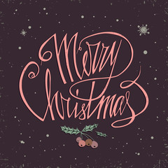 Merry Christmas Lettering Design card. Vector illustration. Holiday Vector Lettering, Merry Christmas. Made in vector.