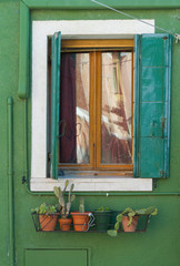 Colourfully painted houses on Burano island near Venice