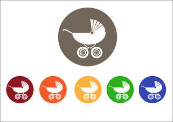 set of  colorful icons for pram ,baby carriage,vector illustration 