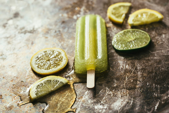 Ice lolly refreshing lemon and lime