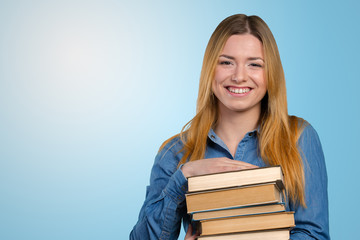young girl with books