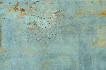 blue painted rust metal background