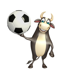 Bull cartoon character  with football