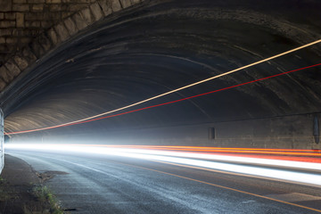 light trails in tunnel