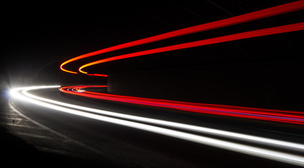 light trails in tunnel