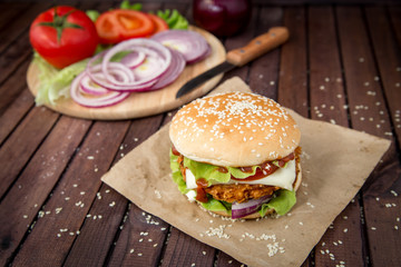 Closeup of homemade burgers