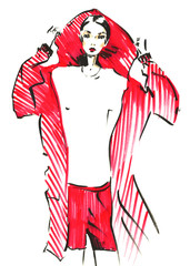 Fashion girl in sketch-style. illustration.