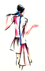 Fashion girl in sketch-style. illustration.