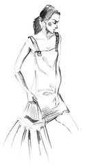 Fashion girl in sketch-style. illustration.