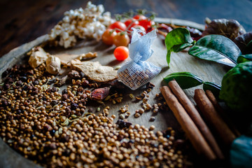 spices to cook spicy Thailand rests on a wooden floor