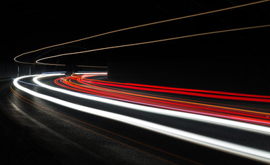 light trails in tunnel