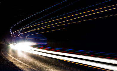 light trails in tunnel