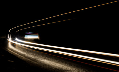 light trails in tunnel