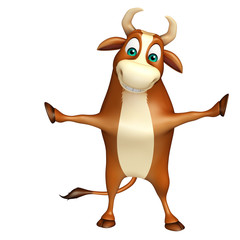 cute Bull funny cartoon character