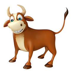 cute Bull funny cartoon character