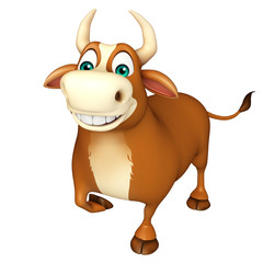 cute Bull funny cartoon character