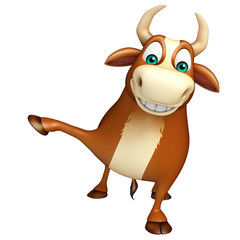 cute Bull funny cartoon character