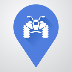 Icono plano localizacion con quad frontal con sombra