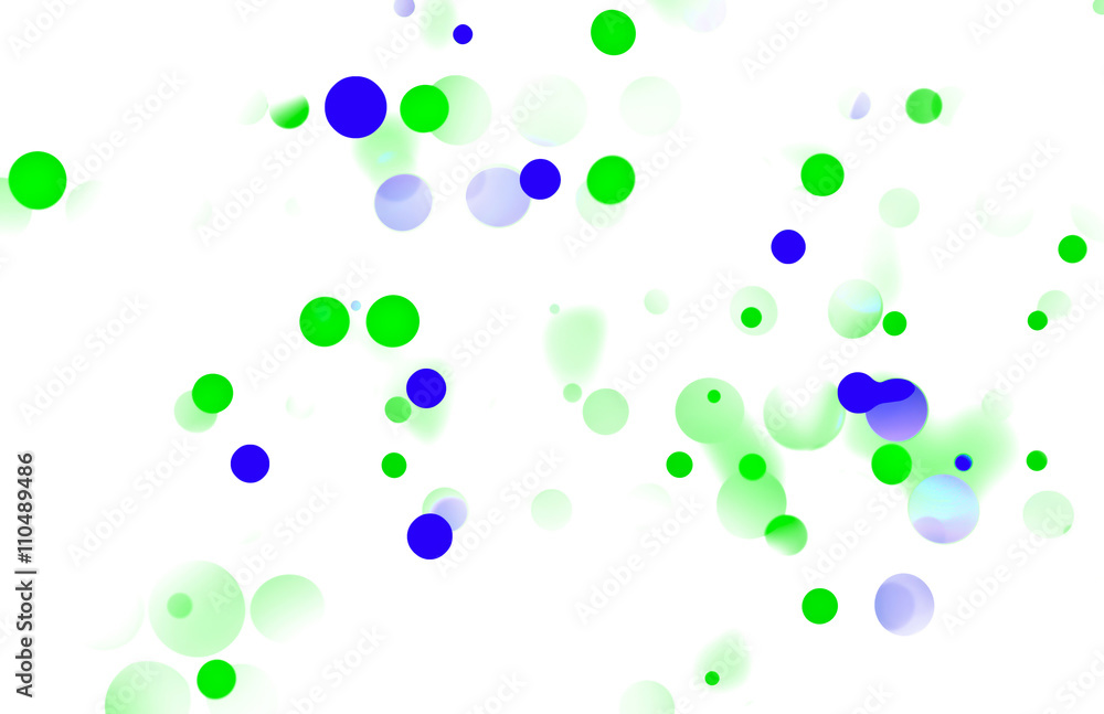 Poster simple floating bokeh abstract with thinly scattered green and blue spots