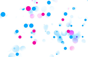 Simple floating bokeh abstract with thinly scattered pink and blue spots