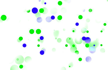 Simple floating bokeh abstract with thinly scattered green and blue spots
