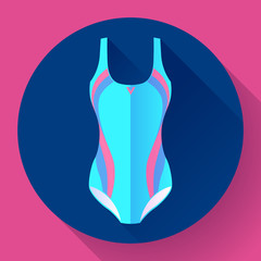 Fashionable women one-piece sport swimsuit vector icon. Flat design style