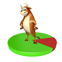 fun Bull cartoon character with circle sign