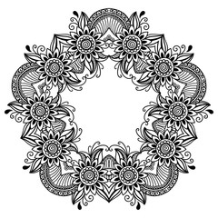 Vector henna tatoo mandala. Mehndi style.
