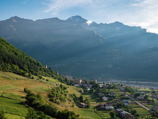 Beautiful view of the town of Mestia, Georgia (Europe)