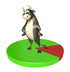 Bull cartoon character with circle sign