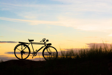 beautiful silhouette of bicycle